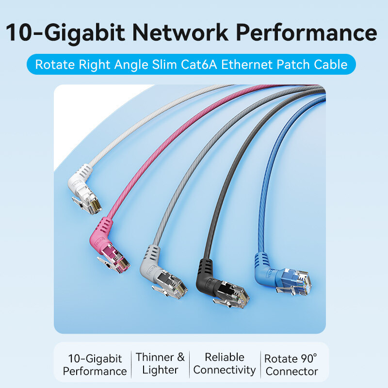 Vention cat6A xoay đôi khuỷu tay cáp Ethernet Cáp mạng 10Gbps UTP RJ 45 nối cáp đấu nối Ethernet tương thích dây nối cho modem cáp bộ định tuyến máy tính LAN Cáp máy tính