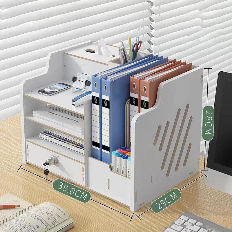 YONUO Students' simple bookends, bookshelves, office document racks, multi-layer racks, sub-desktop wooden folder storage boxes