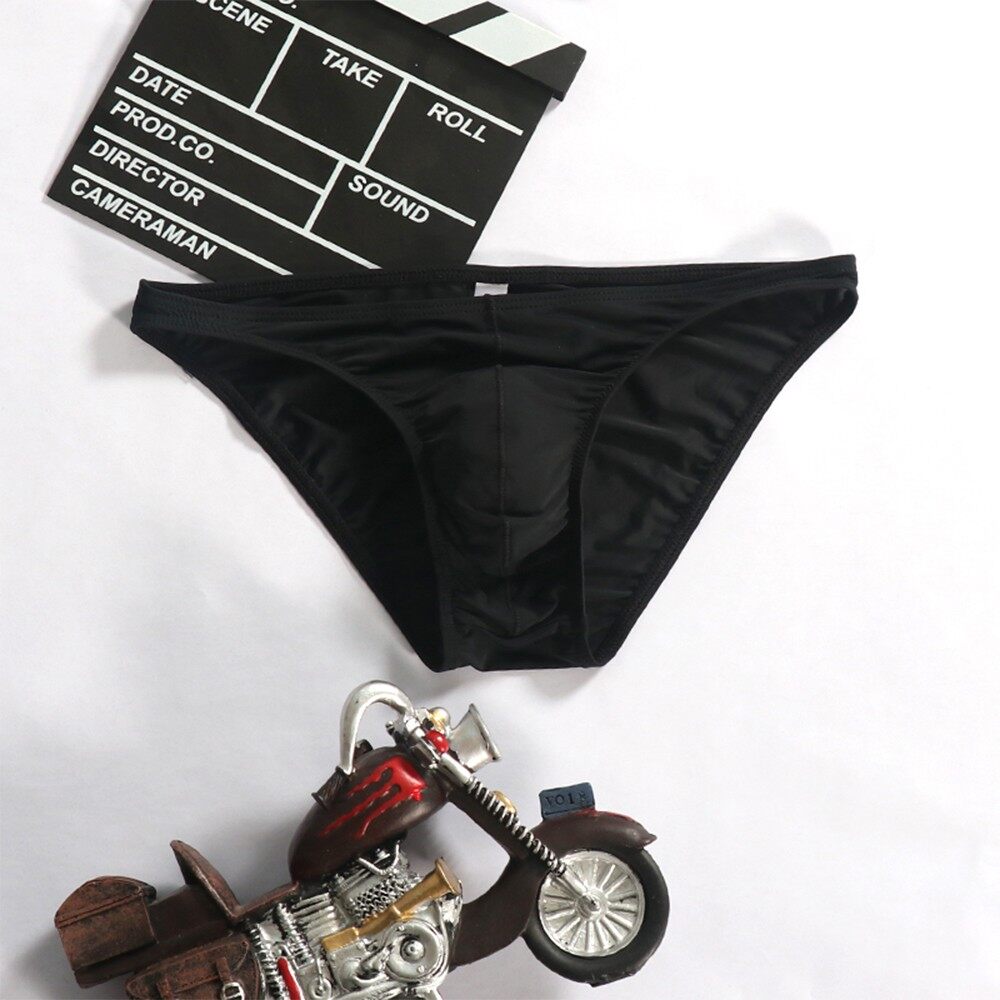 Men Sexy Ice Silk Underwear Low-Rise Briefs Breathable Pouch Trunks Underpants