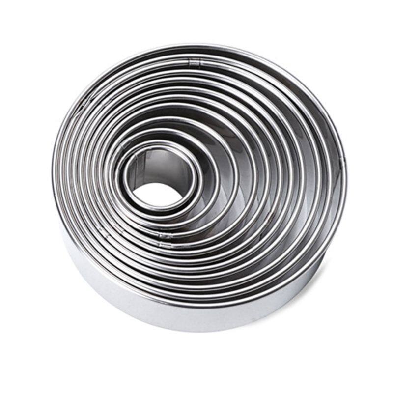 [Hot Sale] 14 Pcs Open Cutter Round Cookie Molds Stainless Steel Sweet Moulds for Cooking Baking Sugar Paste and Cake Kitchen Bar