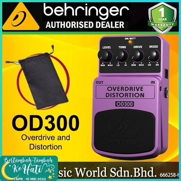 Behringer OD300 Overdrive and Distortion Effect Pedal for Electric Guitar (OD 300) Malaysia