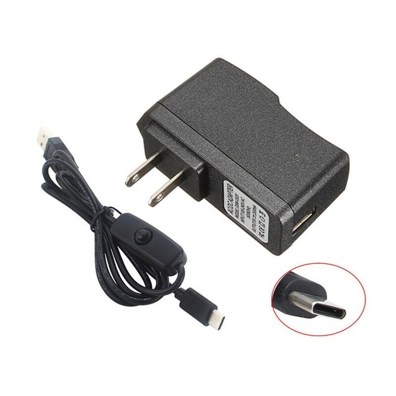 5V 3A 3000mA Power Supply Adapter USB Type-C Charger Cable for Raspberry Pi 4 4B US / EU Plug