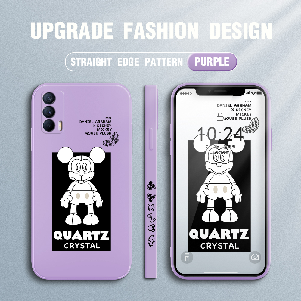 Ready Stock Jizetin Casing For Realme V15 5g New Cartoon Mickey Mouse Side Design Phone Case Square Edge Pattern Liquid Silicone Casing Full Cover Camera Shockproof Protection Case