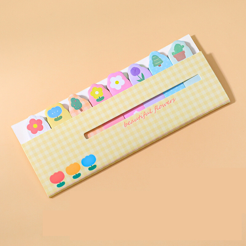 120Pcs Multi-color Kawaii Cartoon Fruit Flower Writable Sticky Notes Index for Pages Book Mark Classification