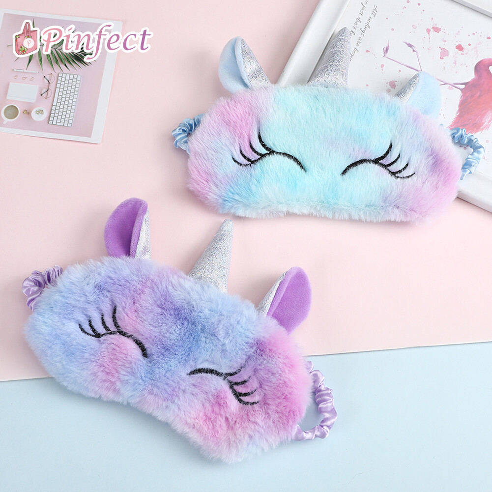 [Pinfect] INS Dream Plush Unicorn Winter Soft Plush Cartoon Animal Eye Mask Eye Shade Sleeping Aid Eye Patch