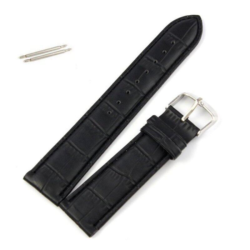 22mm Soft Genuine Leather Strap Steel Buckle Wrist Watch Band Black Malaysia