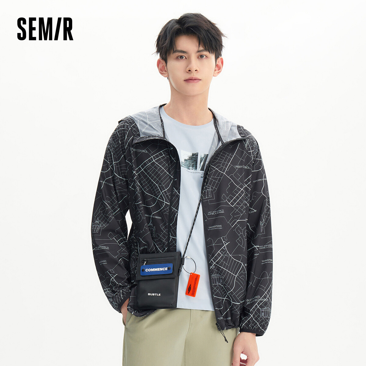 Semir Coat Men Summer Comfortable Sun Protection Fashion Casual Style Daily Personality Popular Letter Print Hooded Jacket