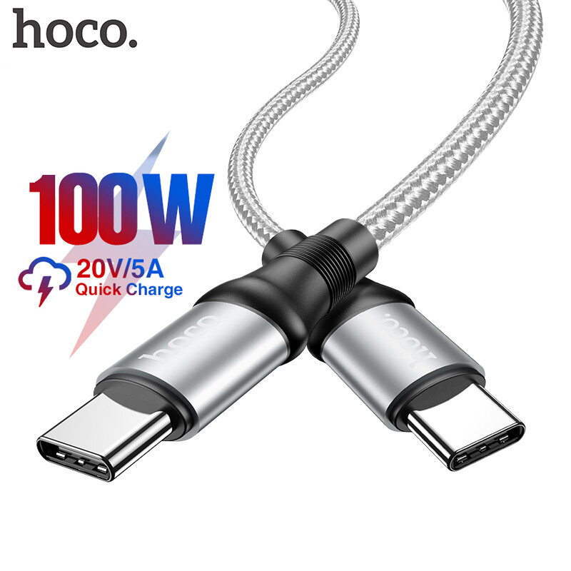 HOCO X50 1m / 2m 100W USB Type C to USB C Cable USB-C PD Fast Charging for Macbook Air 2020 ipad Pro Samsung S20 Xiaomi Redmi note 9s