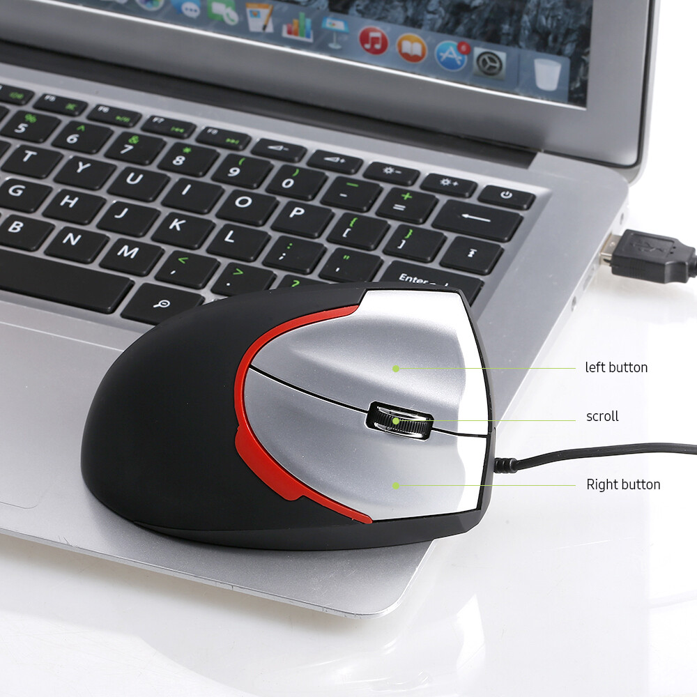 Chuột Có Dây Đứng AJAZZ, Chuột Văn Phòng Chơi Game 3 Phím Quang Công Thái Học Dành Cho PC /Laptop