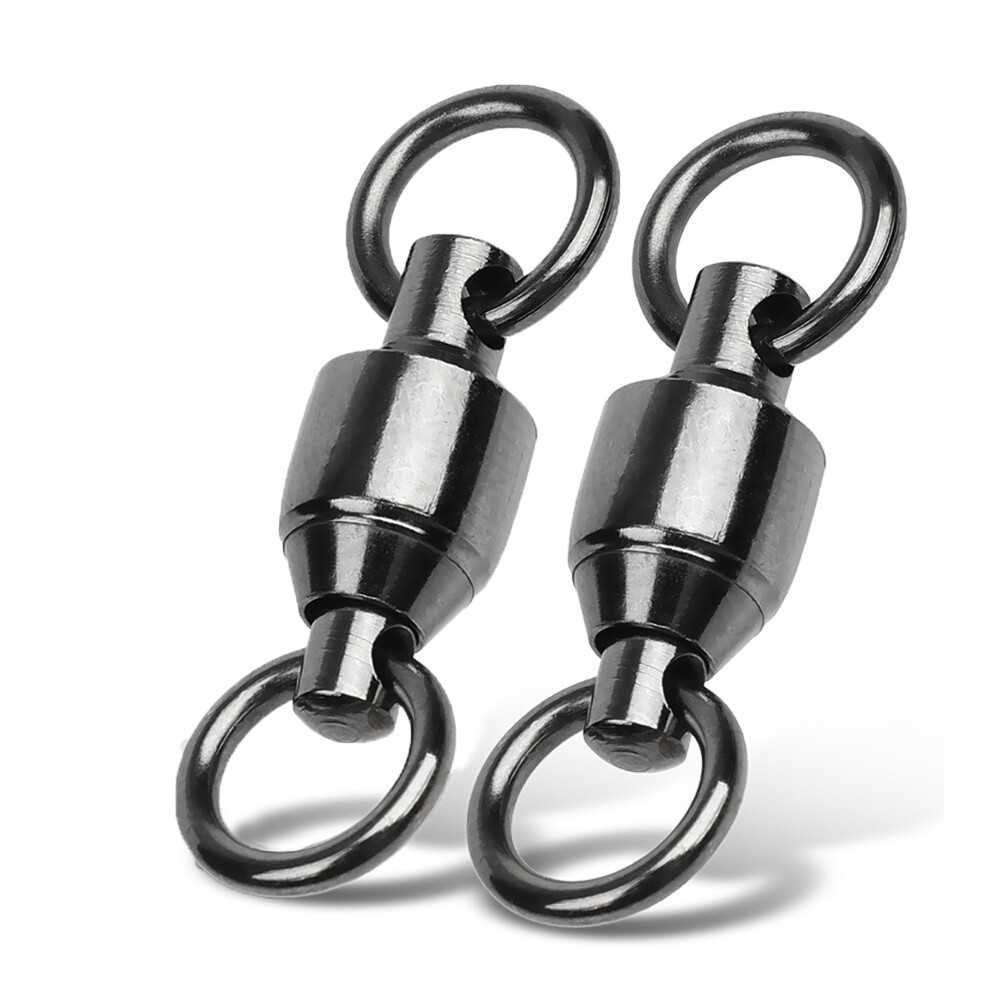 10pcs Black Nickle Fishing Accessories Swivels Stainless Steel Barrel Swivel Ring Ball Bearing Solid Ring Fishing Connector