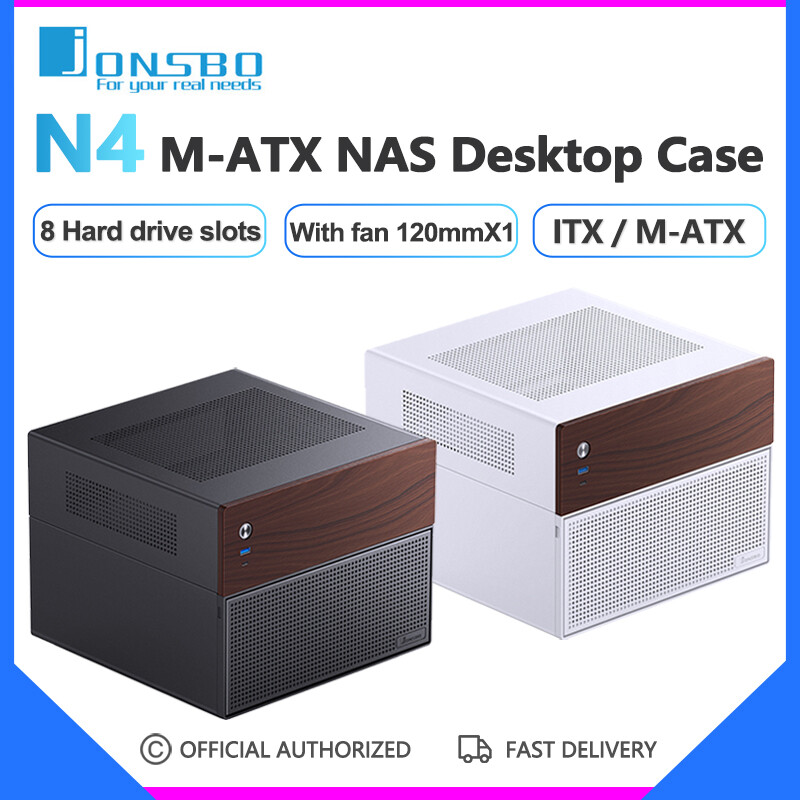 Jonsbo N4 NAS Máy tính để bàn Chassis ITX / M-ATX trường hợp máy tính 8 ổ cứng vị trí hỗ trợ 230mm Card đồ họa SFX mũi dao điện PC trường hợp vỏ máy tính để bàn