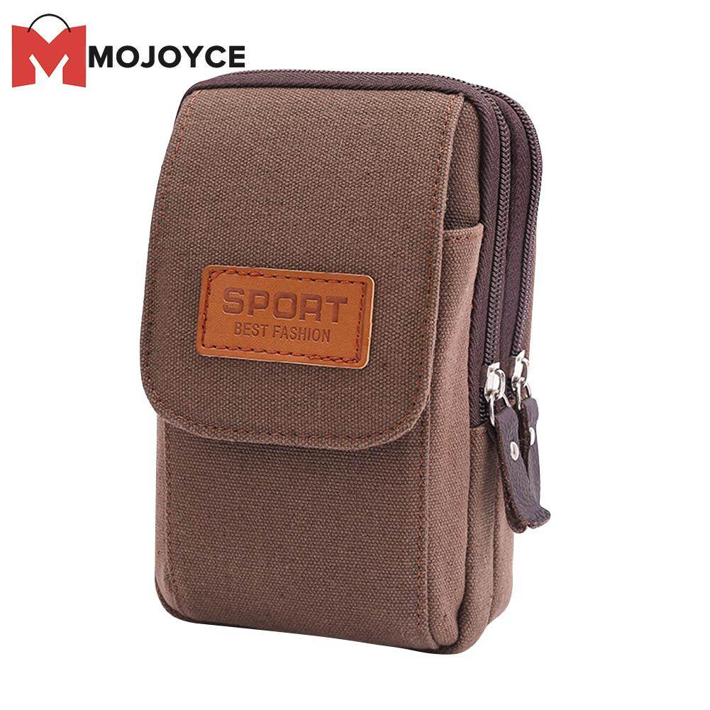 MOJOYCE Multi-function Men Canvas Waist Bag Casual Small Phone Zip Belt Bum Pouch