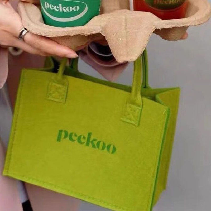 Deere Jack Peekoo felt bag Green handbag Alphabetical minimalist tote bag Open tote bag students