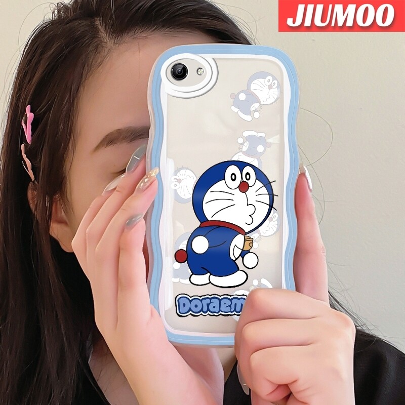 JIUMOO Case For VIVO Y81 Y81i Case Mischievous Doraemon Pattern Colour Wave Border Soft Clear TPU Shockproof Phone Cases Precision Hole Camera Casing Wear Resistant Silica Gel Protective Cover