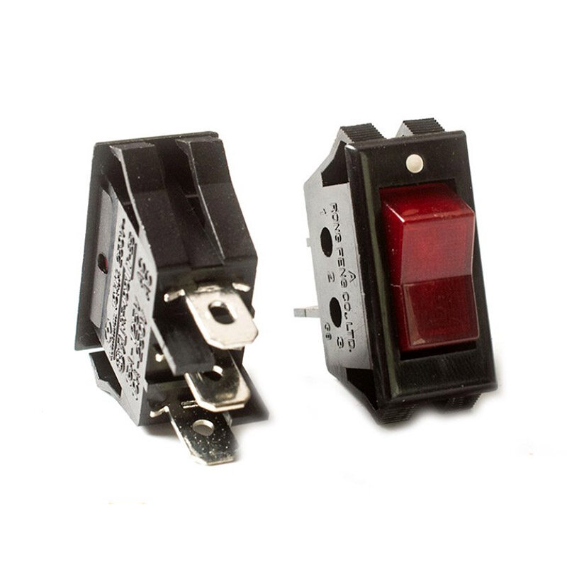 ไต้หวันRONG FENG RF1001 Rocker Switch 3 Pins 2ตำแหน่ง10A 250VAC T85สีแดง Lazada.co.th