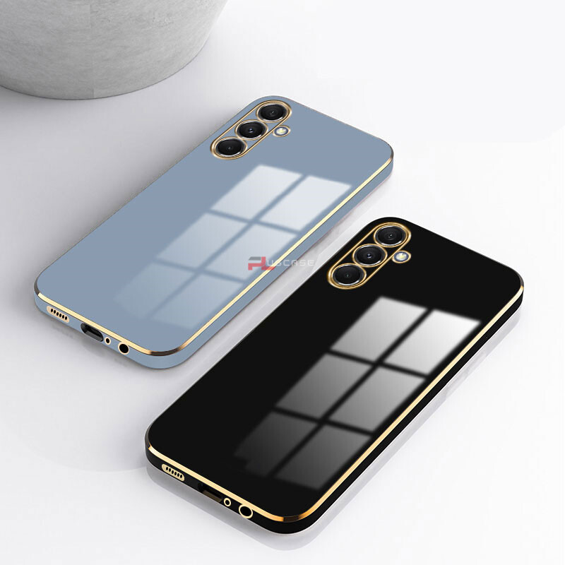 PlusCase for Samsung Galaxy M34 5G 6D Plating Soft Case Lens Protector Square Frame Silicone Glossy Shockproof Phone Back Cover