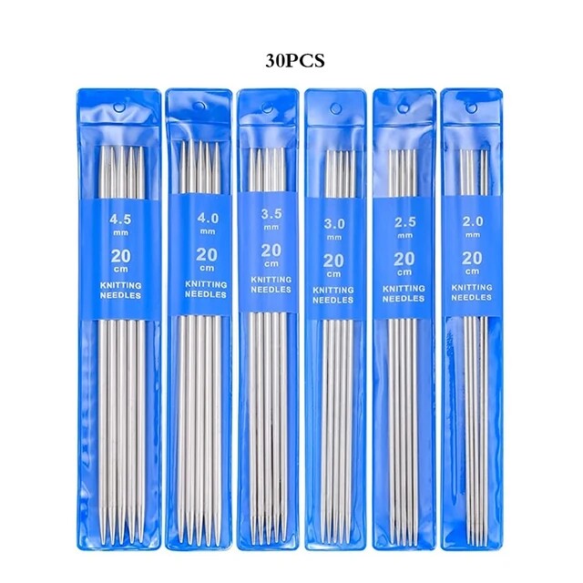 5-35PCS 20CM Stainless Steel Knitting Needles Set 2-5MM Double Pointed Straight Knitting Needles for Sweaters Knitting Project