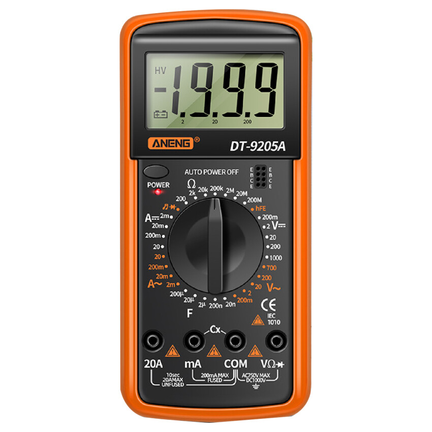 9205A Digital Multimeter Handheld High Precision Multimeter Electrician Test DC Voltage Ammeter Electrician Tool