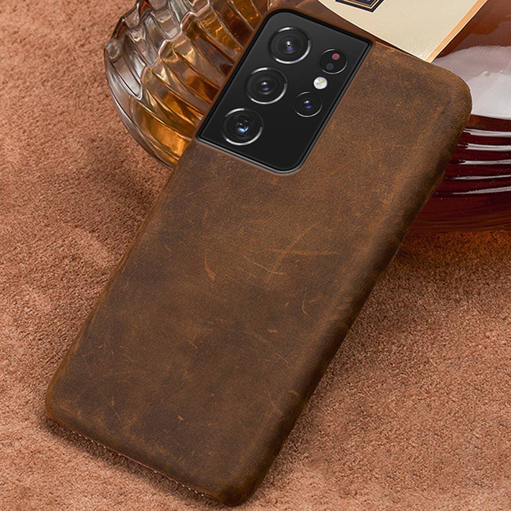 Genuine Retro Leather Phone Case For Samsung Galaxy S24 Ultra S24 Plus S23 Ultra S22 Ultra back cover case