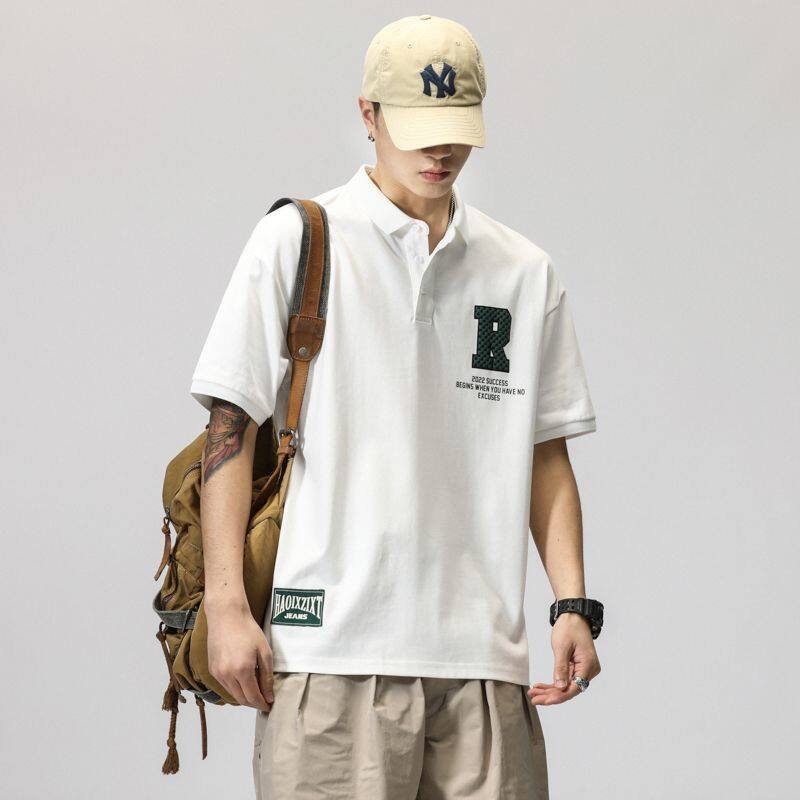 Polo Shirt Short Sleeve Lapel T-shirt Men's Loose and Handsome Work Shirt T-shirt Men's Shirt T-shirt