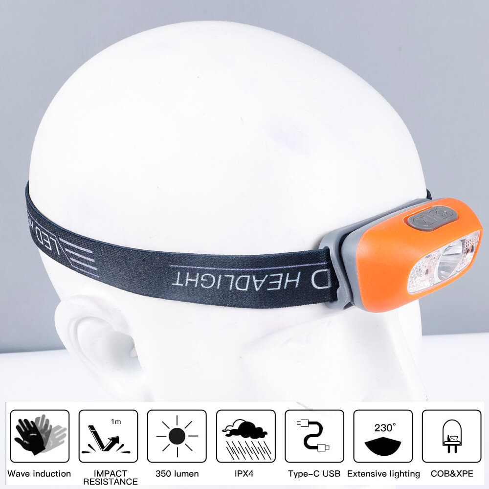 Đèn Pha LED Sạc USB Đèn Pha Cảm Biến Chuyển Động Cơ Thể Đèn Pin Cắm Trại Đèn Đội Đầu Đèn Pin