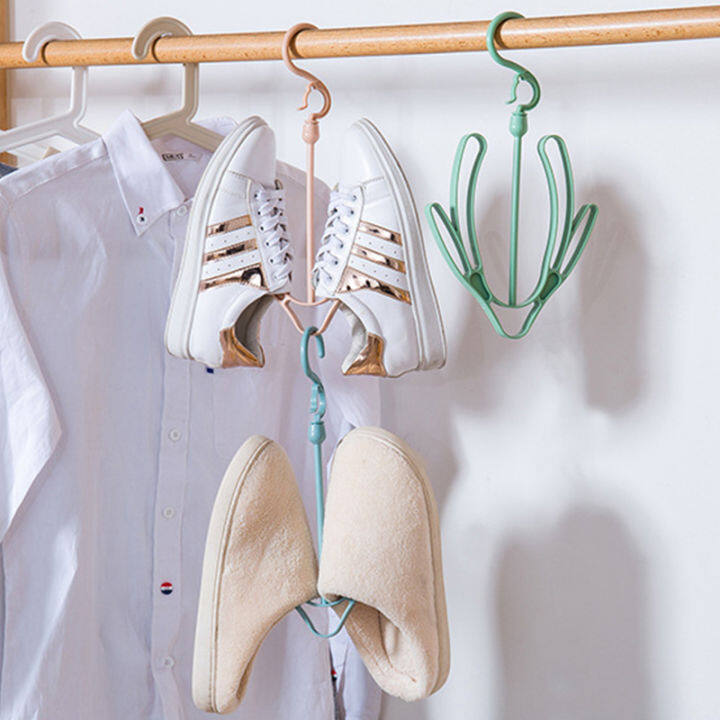 Creative Multi-Functional Wind Proof Double Hook Balcony Shoe Drying Rack Shoe Drying Rack Hook Shoe Drying Rack