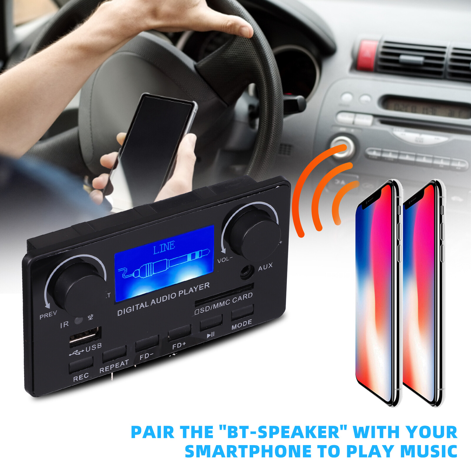 KEBETEME Bo Mạch Giải Mã MP3 LCD DC 12V Bộ Thu Âm Thanh DAC Bluetooth 5.0 Bộ Giải Mã APE FLAC Hỗ Trợ Màn Hình Lời Bài Hát Radio Ghi Âm Rảnh Tay