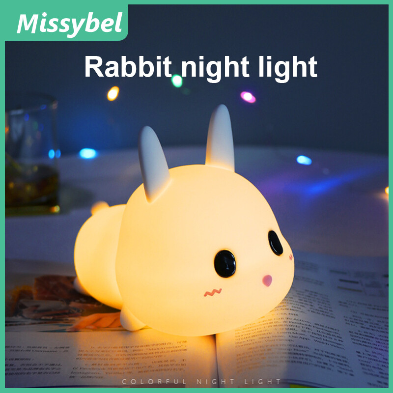 Sản Phẩm Mới Đèn Ngủ Nhỏ LED Thỏ Cảm Biến Cảm Ứng Điều Khiển Từ Xa Hẹn Giờ Có Thể Điều Chỉnh Độ Sáng Màu Đèn Thỏ Silicon Sạc USB Quà Tặng Trẻ Em Em