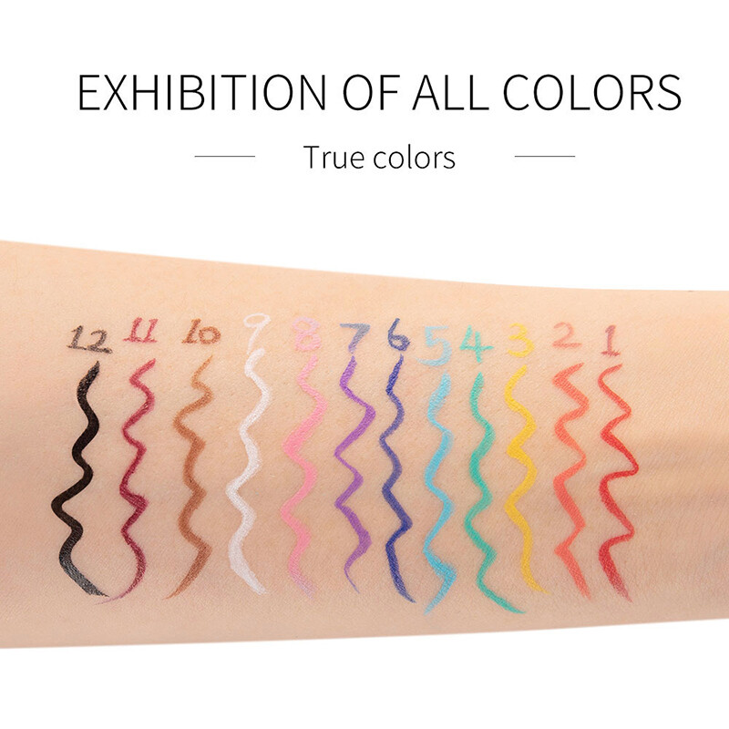 12 Cái/Bộ Bút Kẻ Mắt Dạng Lỏng Bút Kẻ Mắt Màu MatteWaterproofLong Lasting