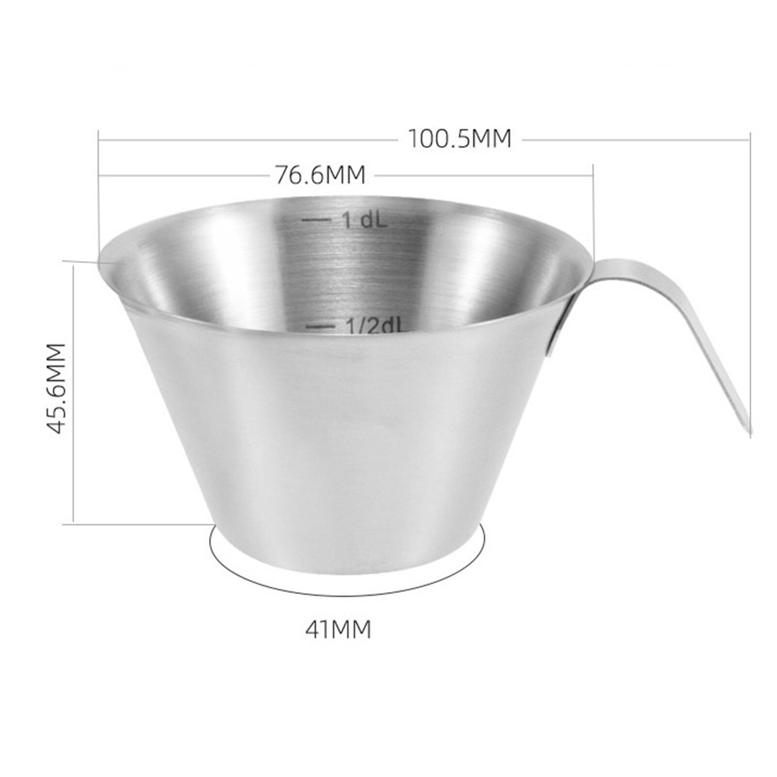JAREDQ 100ml Measuring Cup with Handle Rust-Proof Stainless Steel Espresso Coffee Measuring Cup for Bakery