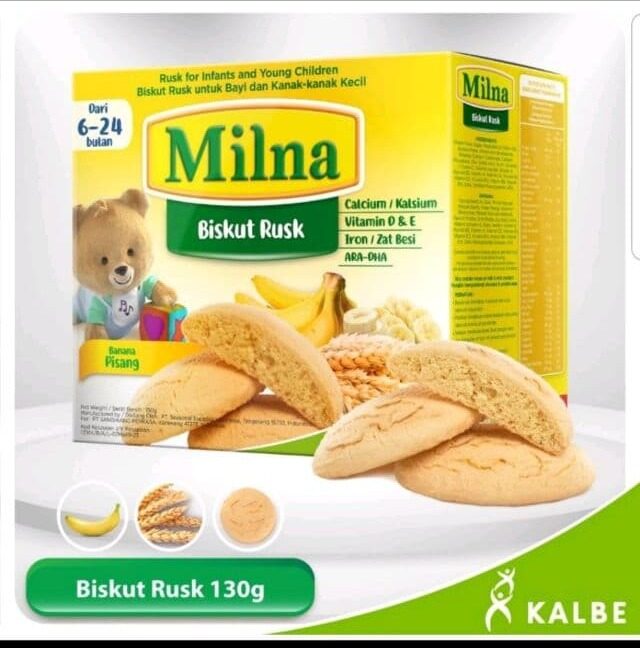 MILNA Baby Rusk FLAVOUR (130g) Baby Biscuit Rusk 4 flavour HALAL