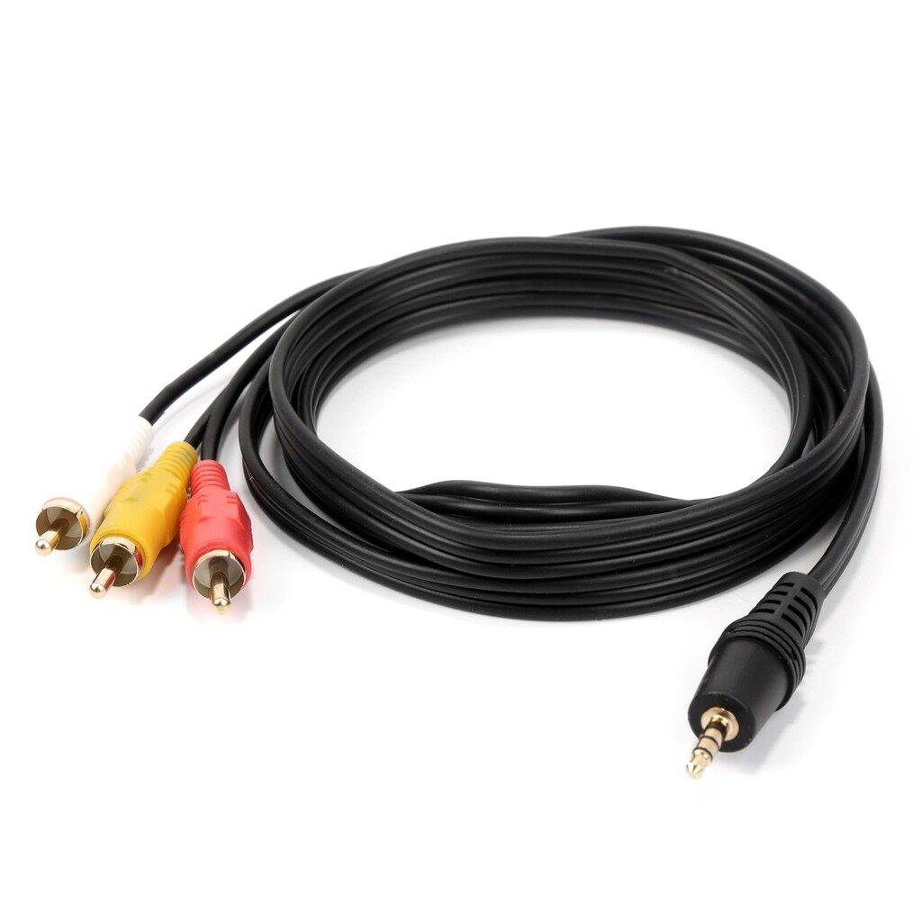 【1.5M/3M/5M/10M】3.5mm to 3 RCA Male AV Video Audio Cable