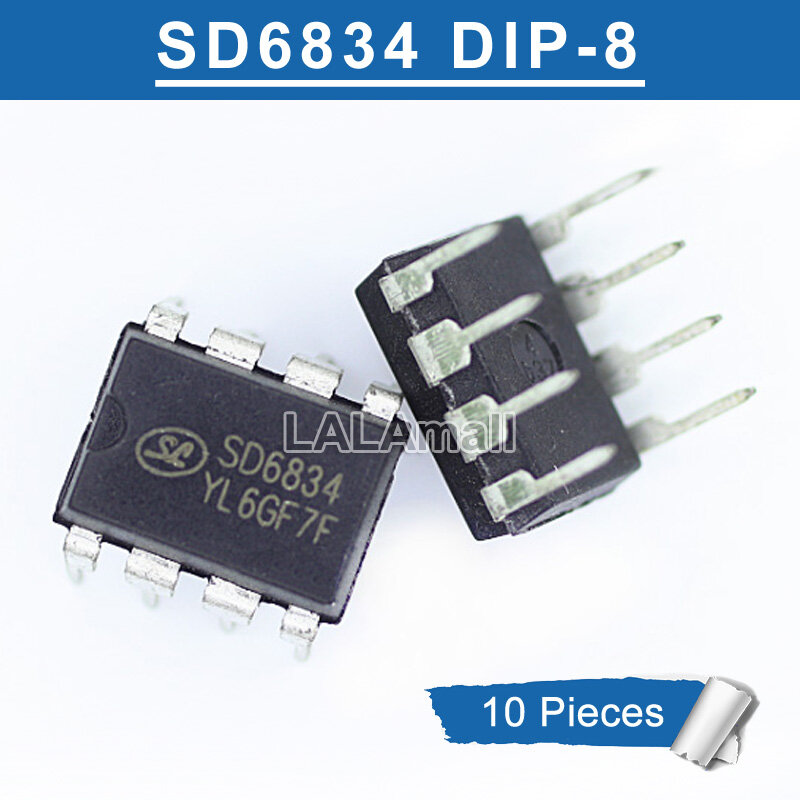 10pcs sd6834 dip-8 sd6834b dip so6834 6834 dip8 pwm + pfm controller ic new original