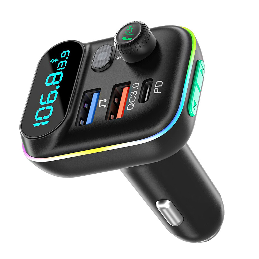 Bc fm transmitter in-car adapter wireless bluetooth 5.0 radio car kit type-c pd + qc3.0 fast usb charger hands free calling