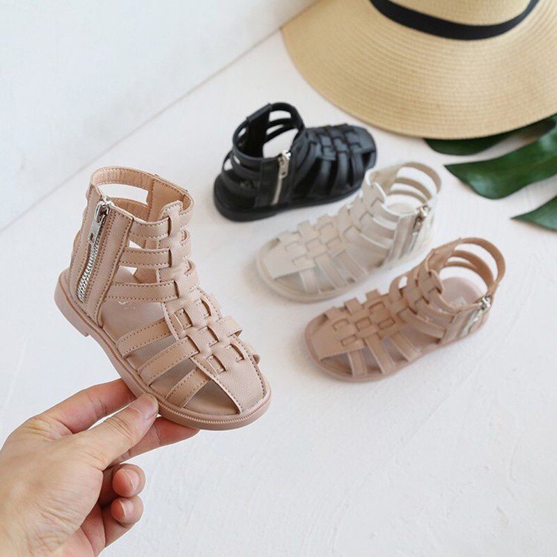 Baby Girls Low-top Gladiator Comfortable Leather Summer Roman Shoes 1-8 Years Old Kids Shoes High Quality T21N06LS-53