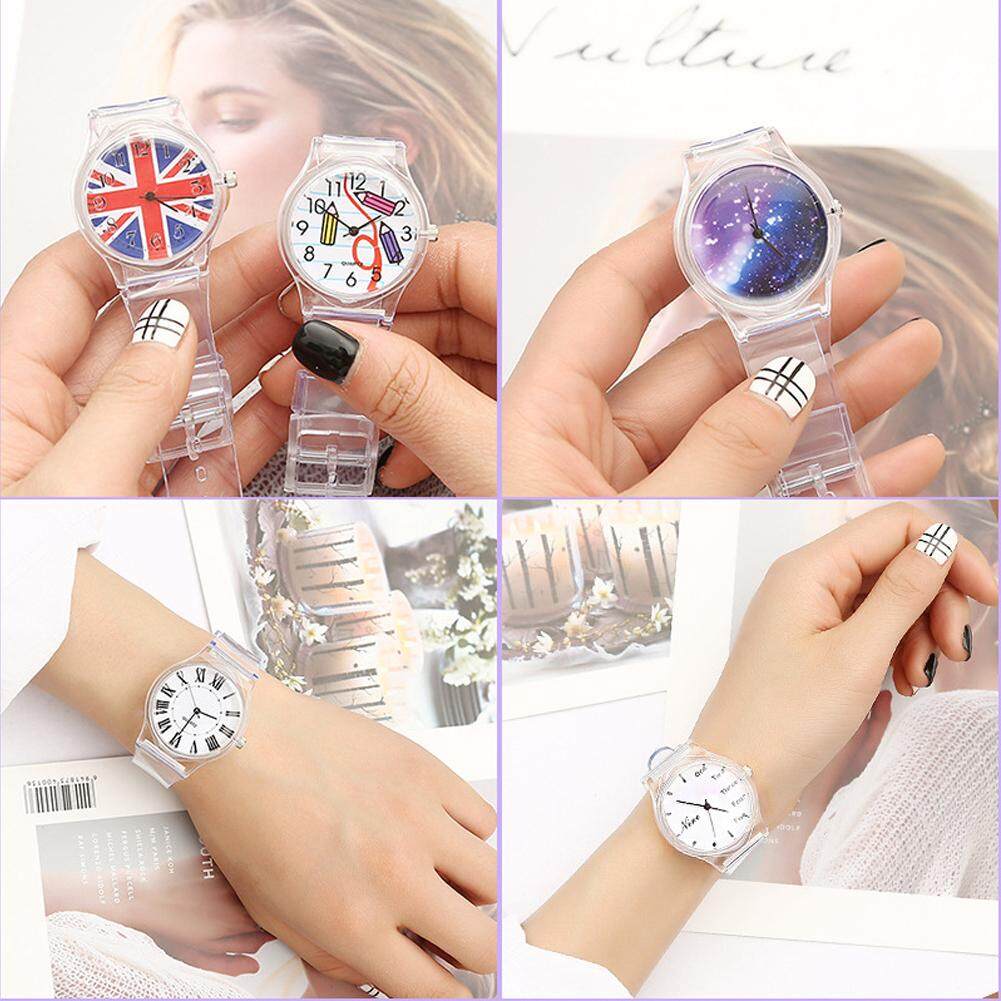 GB Korea Kreatif Lucu Sederhana Jam Transparan Kasual Kecil Segar Tali Pasangan Jam Tangan Pelajar Pria dan Wanita Tide