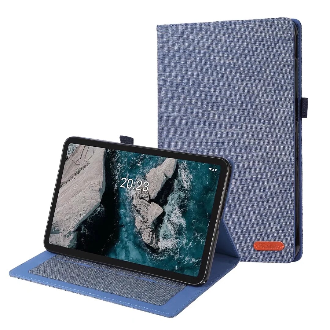 Jeans Fabric Pattern Flip Case for Nokia T20 10.4 inch Soft Stand Cover