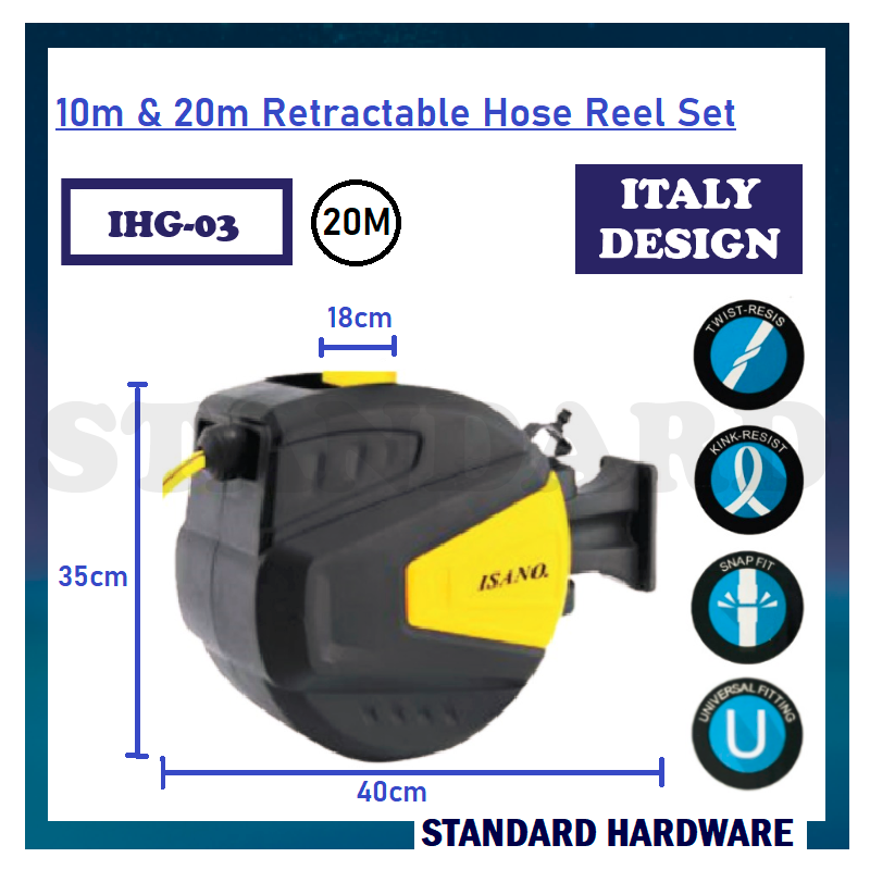 20m Air Hose - Auto Retract with Wall Mount main image 0