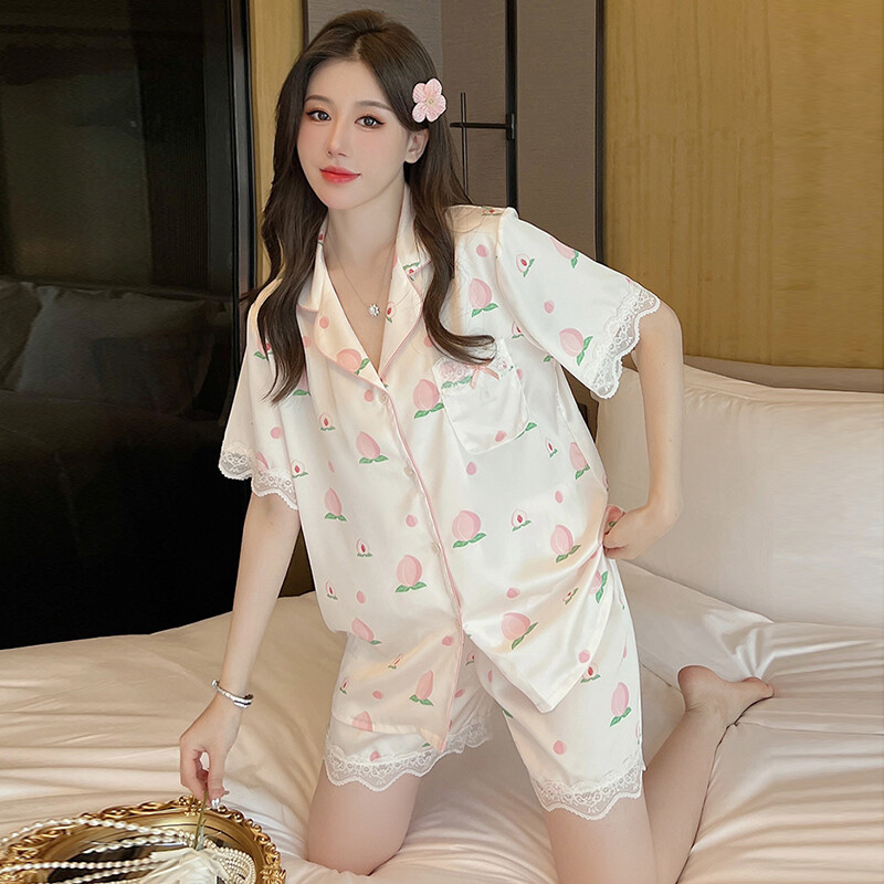 Duohanzi ins cute peach sweet girl student homewear pj set
