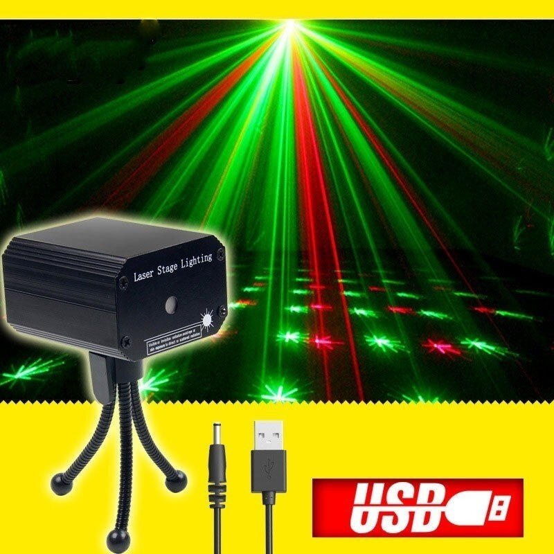 Đèn Laser Điều Khiển Âm Thanh Xe Hơi USB Sạc Dự Phòng Mini Di Động Hình Ngôi Sao Mới Đèn Sân Khấu USB