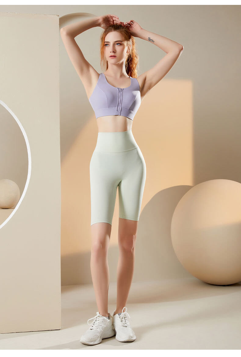 SUPERFLOWER Women's High Support Sports Bra with Front Zipper and Fixed Chest Pads for Running Yoga Fiess_voghion.com