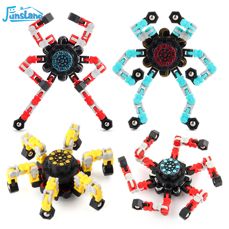 FunsLane Deformable Stress Relief Toy Fingertip Spinner Toy Transformable Creative Mechanical Gyro Toy For Kids