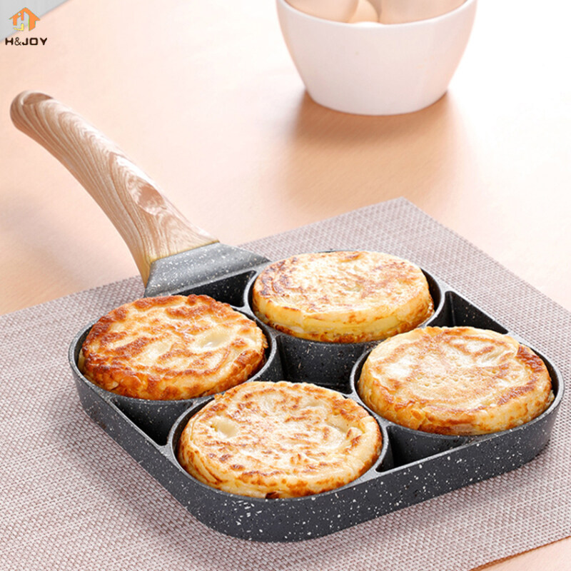 Chảo Tráng Trứng 4 Lỗ H & JOY, Dụng Cụ Làm Bánh Kếp Giăm Bông Trứng Burger Không Dính