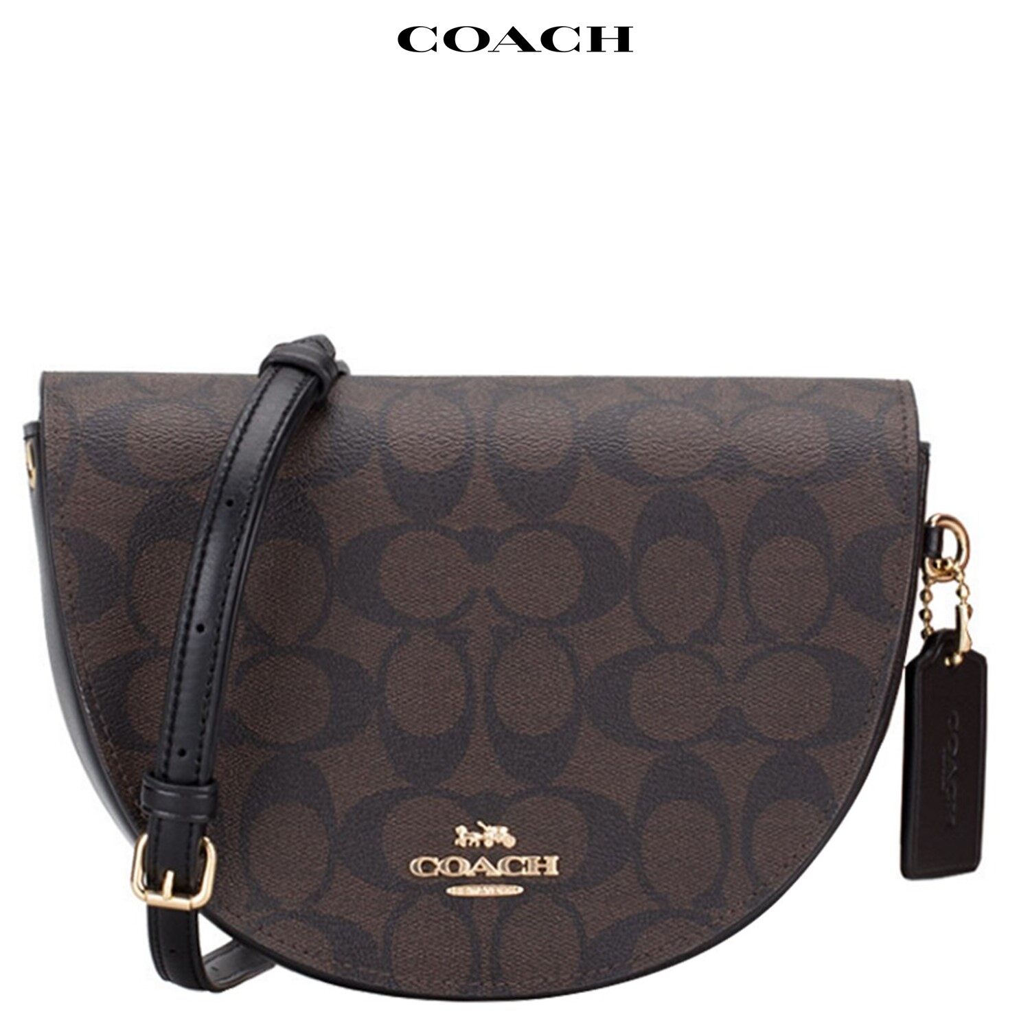 COACH C1430 Ellen Crossbody In Signature Canvas [IM/Brown Black] Lazada