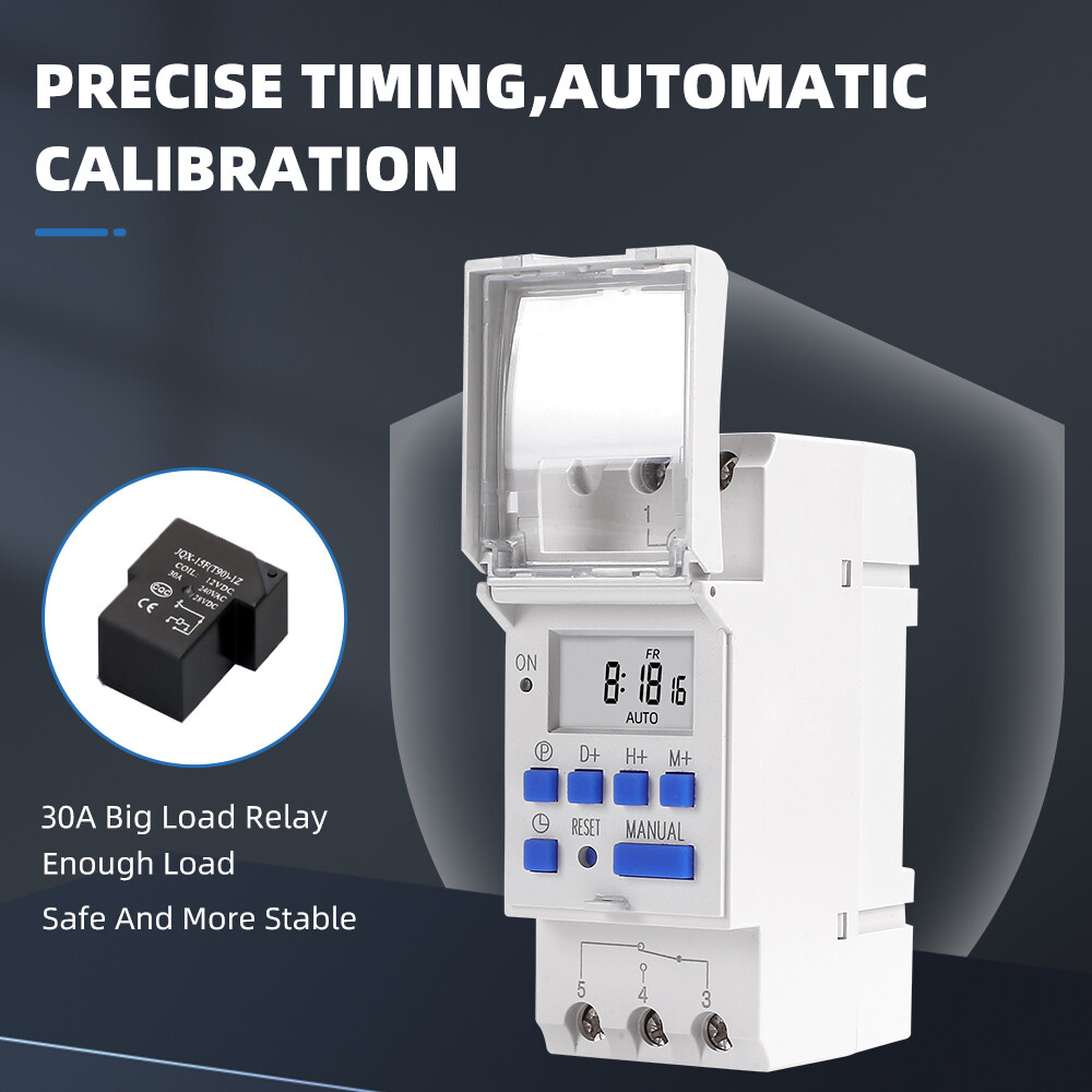 Din Rail Công tắc hẹn giờ THC15A điện tử hàng tuần 7 ngày lập trình AC 220V 230V 12V 24V 48V 16A thời gian kỹ thuật số tiếp sức điều khiển