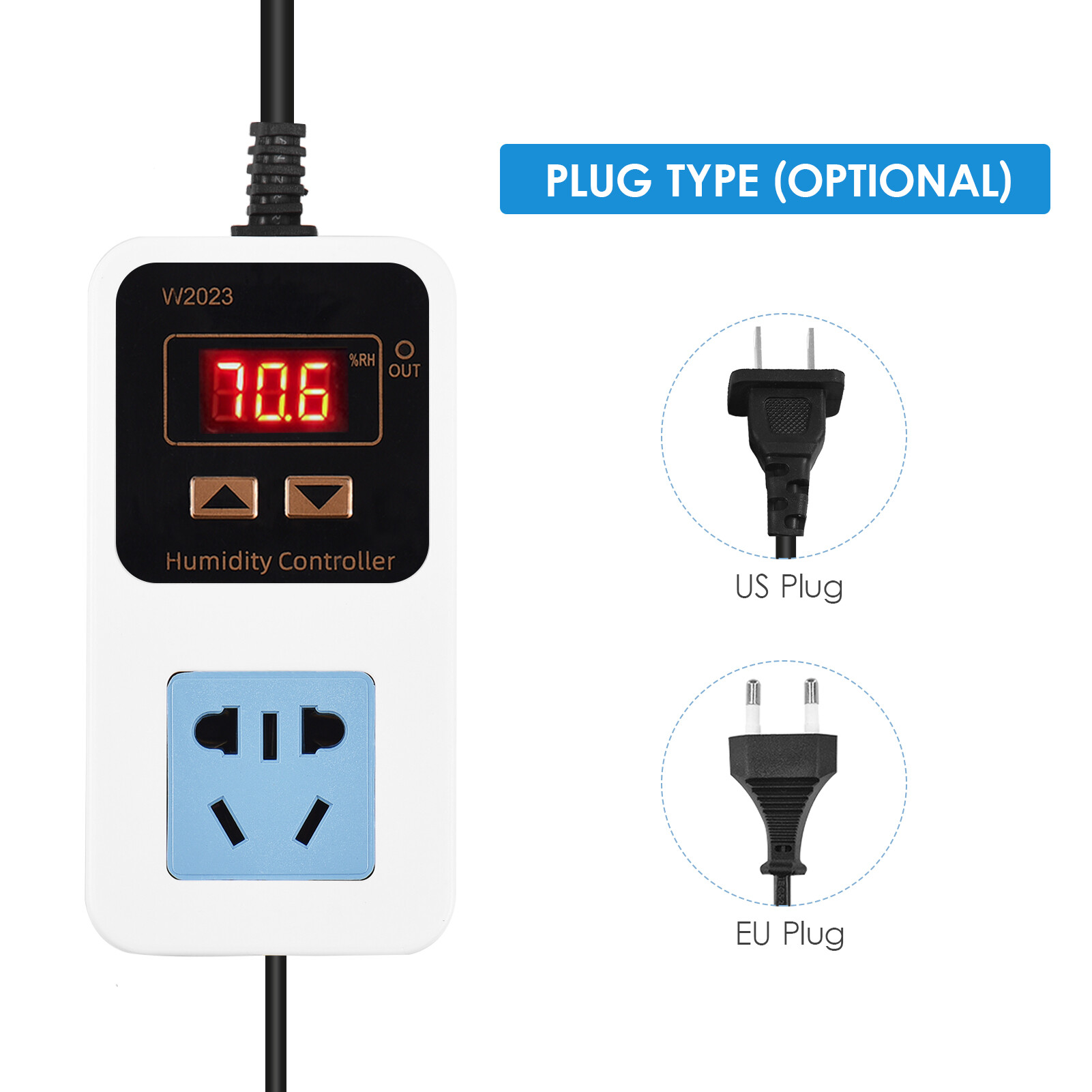 NANWEI Bộ Điều Khiển Độ Ẩm Điện Tử 110-220V 10A 1500W Công Tắc Điều Khiển Độ Ẩm Màn Hình Kỹ Thuật Số Thông Minh Kèm Cảm Biến Công Tắc Điều Khiển Hút Ẩm Độ Ẩm Gắn Tường Ổ Cắm
