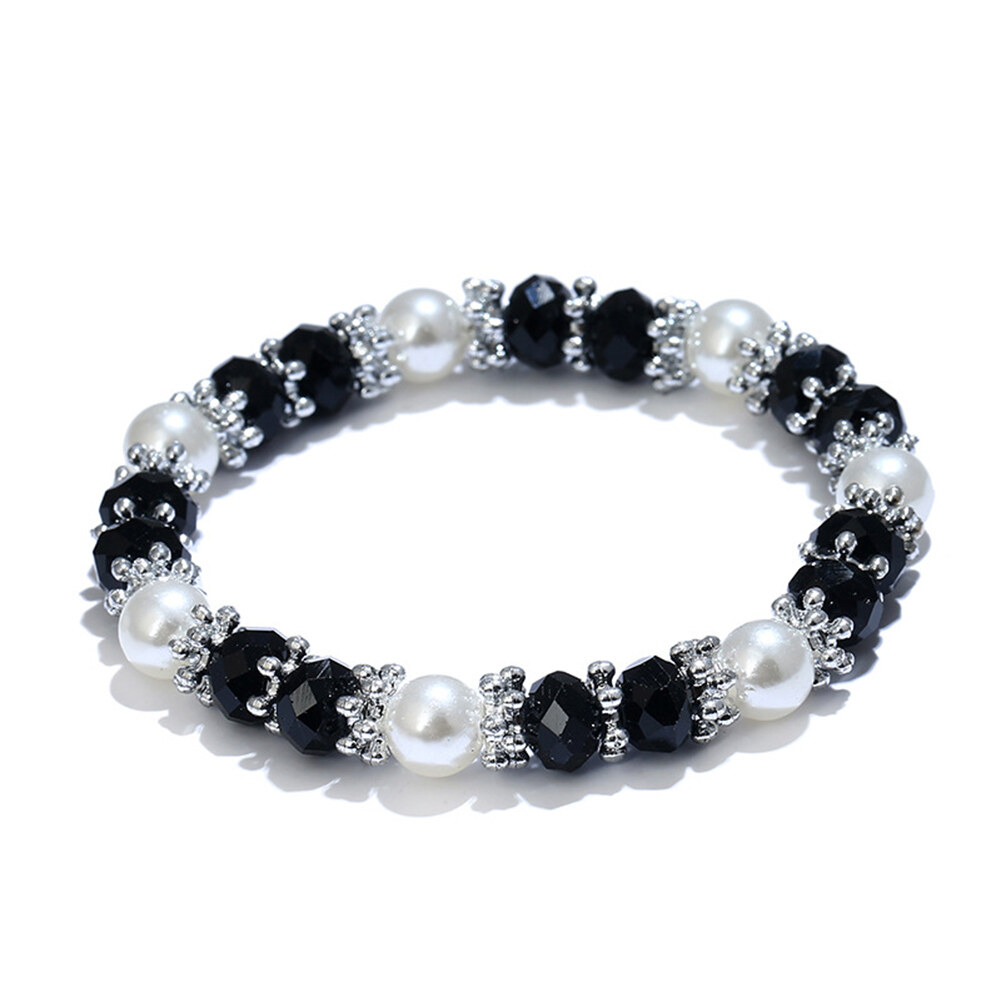 Talent Star Shiny Colorful Rhinestone Faux Pearl Bracelet Bangle Women Jewelry Birthday Gift