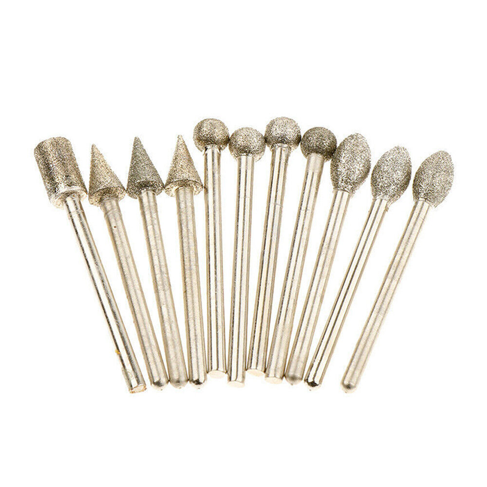BilingBling 20 pcs practical Grinding Head Grit Diamond Burr Set Drill Bits Set for Dremel Rotary Tools for plastic wood glass metal ceramics tile marble granite stone