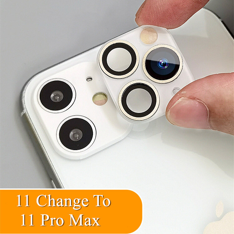 For iPhone 11 turn to 11 Pro Max Camera Lens Second Change for iPhone 11 Pro Max Cover Tempered Glass Protector Len