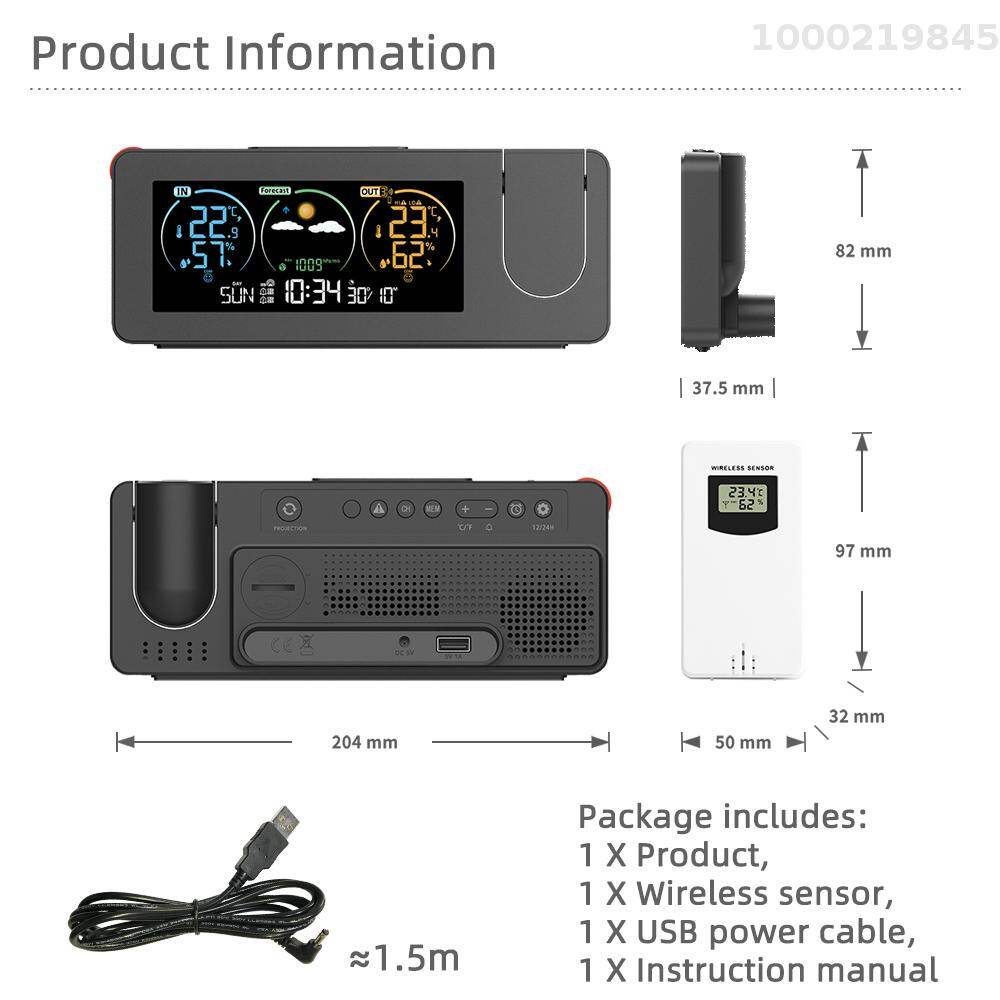 Smart Sensor ZX3538 New Electronic Projection Clock Weather